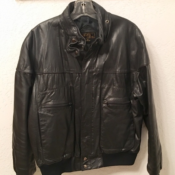 Men's Porsha by Winer Black Leather Jacket Size 42